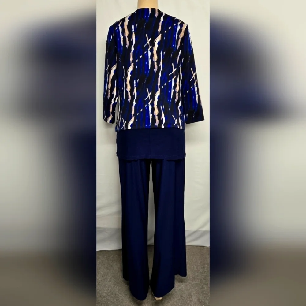 Attitudes By Renee M Slinky Stretch Knit 3 Pc Matchin Suit Pants Top Jacket Set
